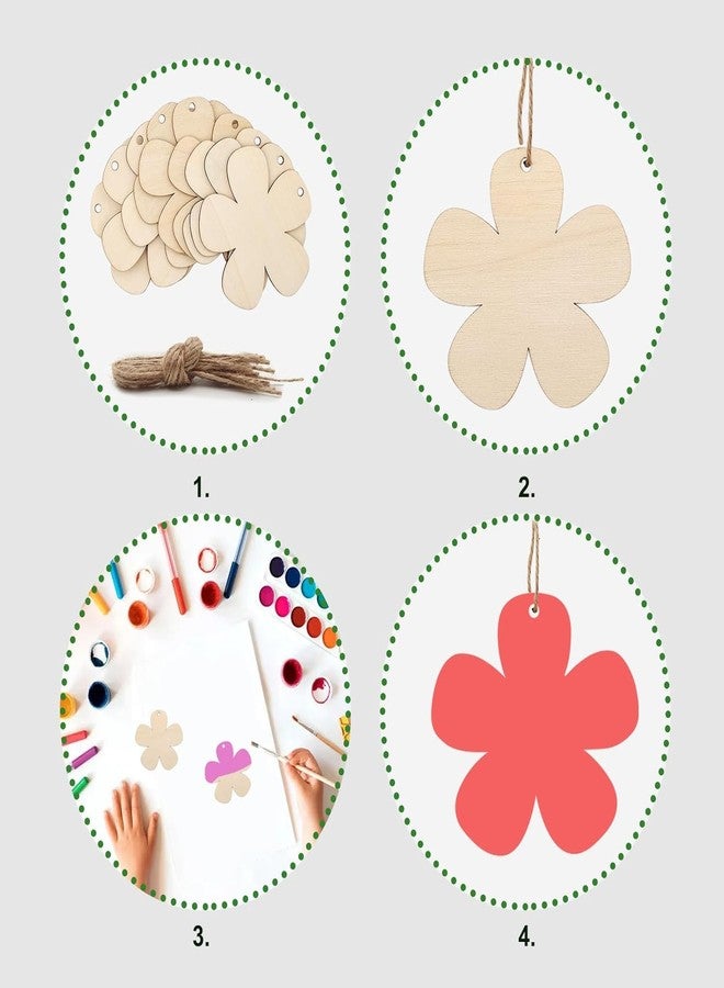 Cliths 15Pcs Flower Wood Cutouts for DIY Crafts Unfinished Wood Ornaments with Hole to Paint Wooden Flower Shapes for Kids Art, Home Hanging Decor, Party Decoration - Image 3